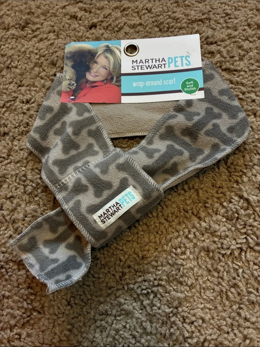 Martha Stewart Pets Gray Camouflage Wrap-Around Dog Scarf